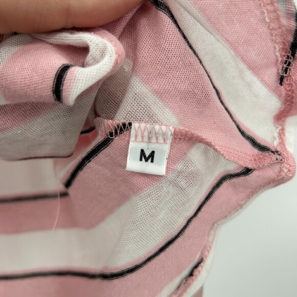 NWT URBAN OUTFITTERS Mouchette Pink White Striped Lightweight Crop Top Medium - Picture 4 of 5